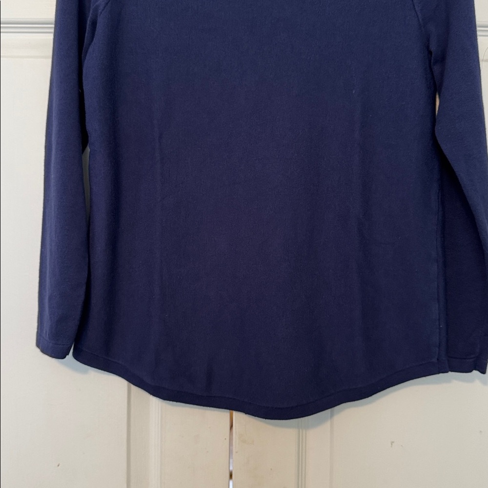 Chico’s Classic Navy Long Sleeve Boat neck Women's Sweater top Sz 0 - Picture 6 of 6